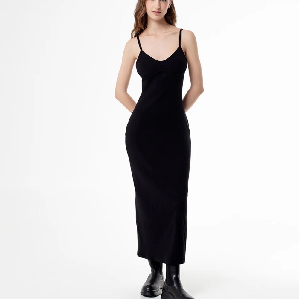 J. Crew Ribbed Bodycon Black Sleeveless Maxi Dress